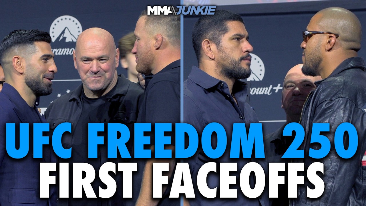 UFC White House full first press conference faceoffs: Gaethje-Topuria, Pereira-Gane, more
