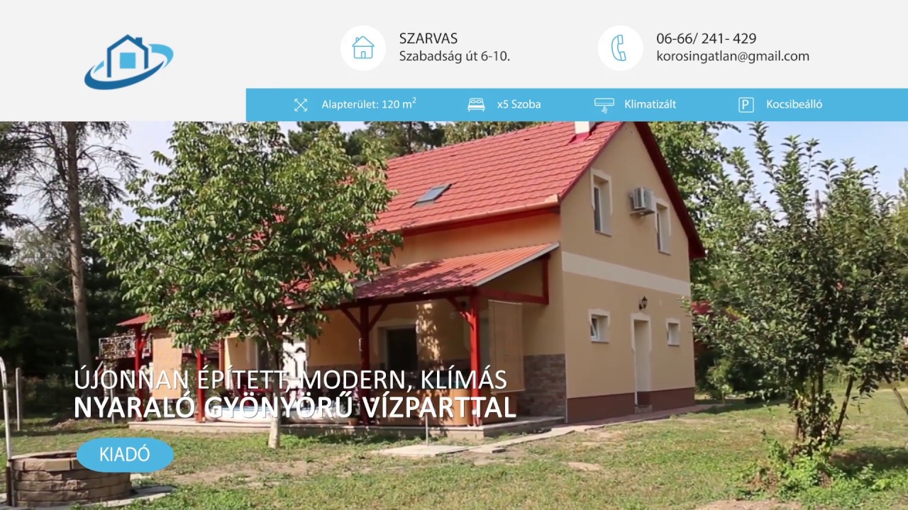 Újonnan épített, modern, klímás nyaraló gyönyörű vízparttal kiadó