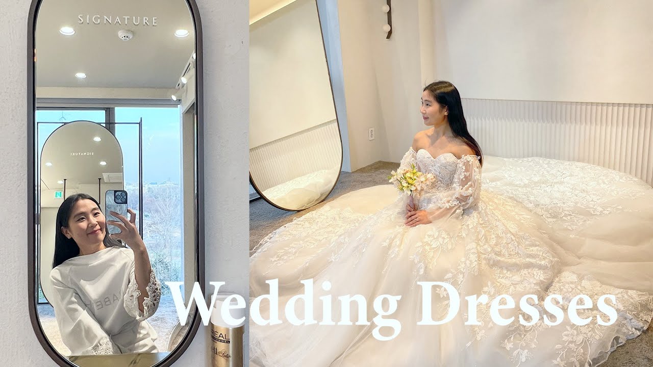 Choosing wedding dresses + hanbok for photoshoot 👰🏻 촬영드레스 가봉 (ENG/KOR)