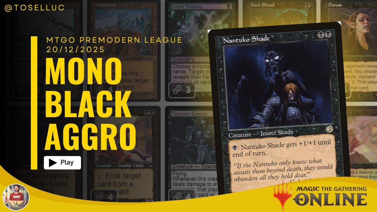 4x Nantuko Shade Mono Black Aggro! | Premodern MTGO League 20/12/2025 toselluc