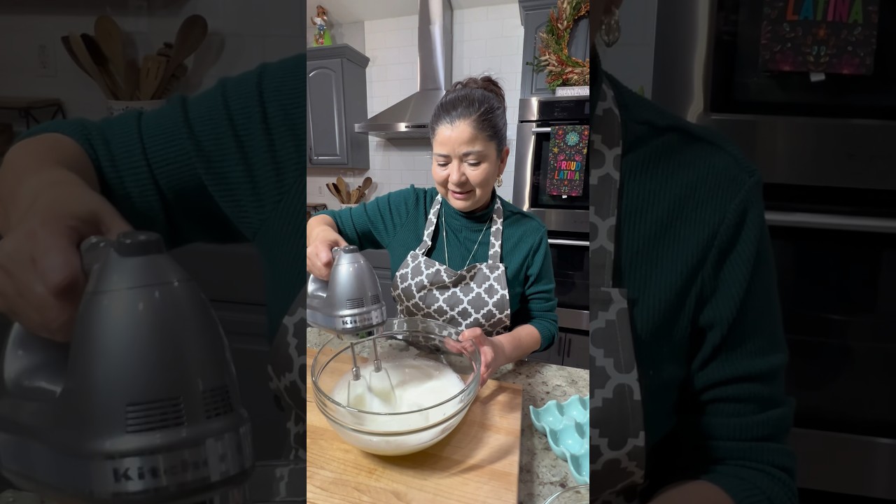 The fluffiest egg whites for chile rellenos #shorts #shortsvideo #chilerelleno #musica