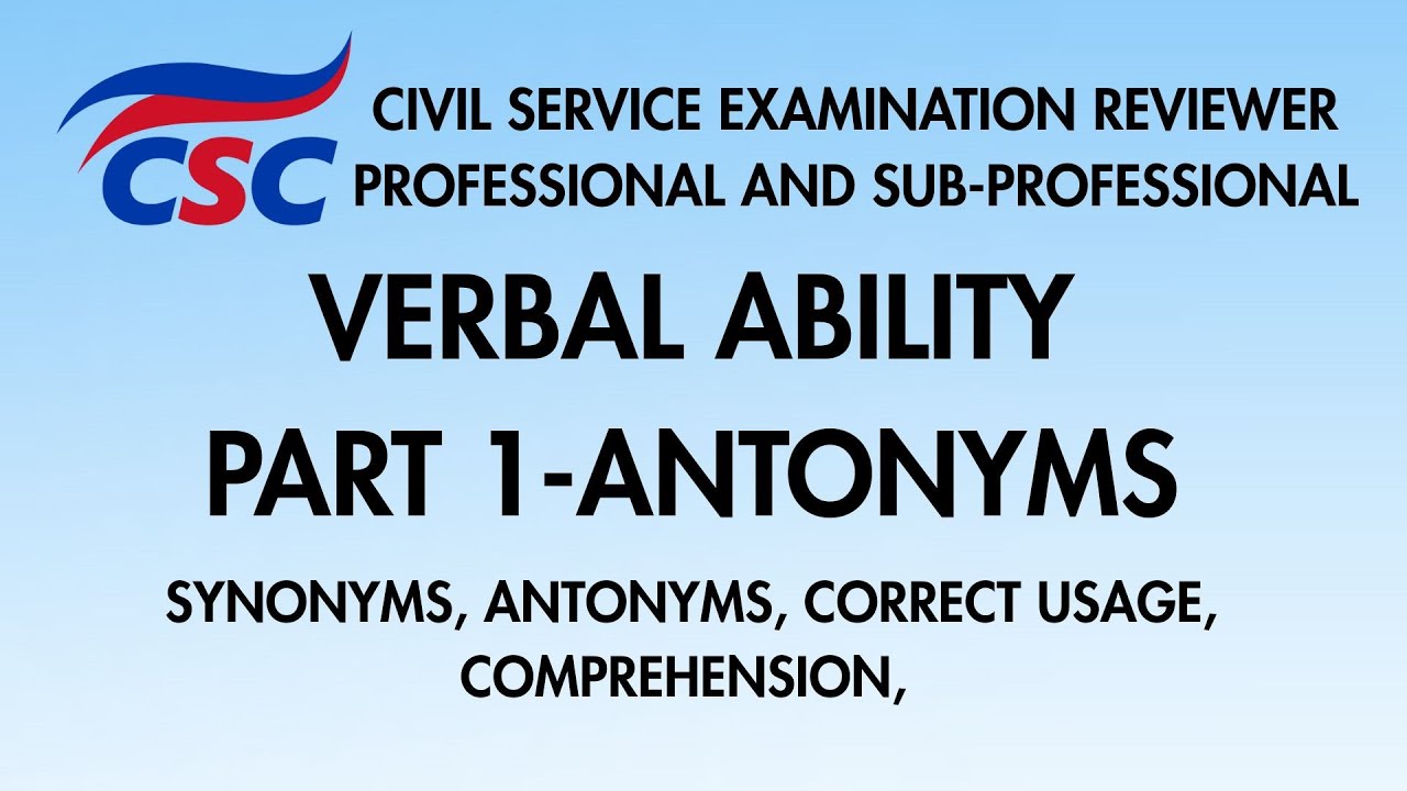 CSE Reviewer 2026: Verbal Ability – Antonyms (Part 1)