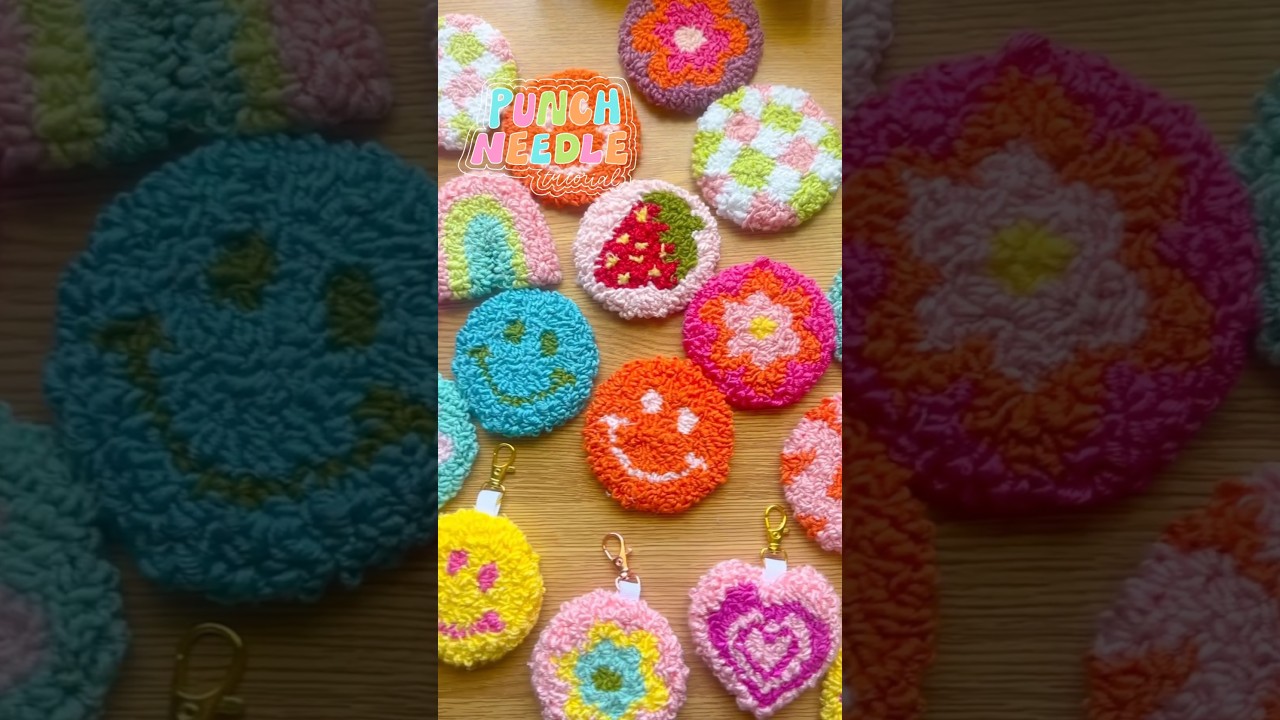 how I make punch needle coasters + keychains 🫶🏻 #smallbusiness #artist #punchneedle #diy #craft