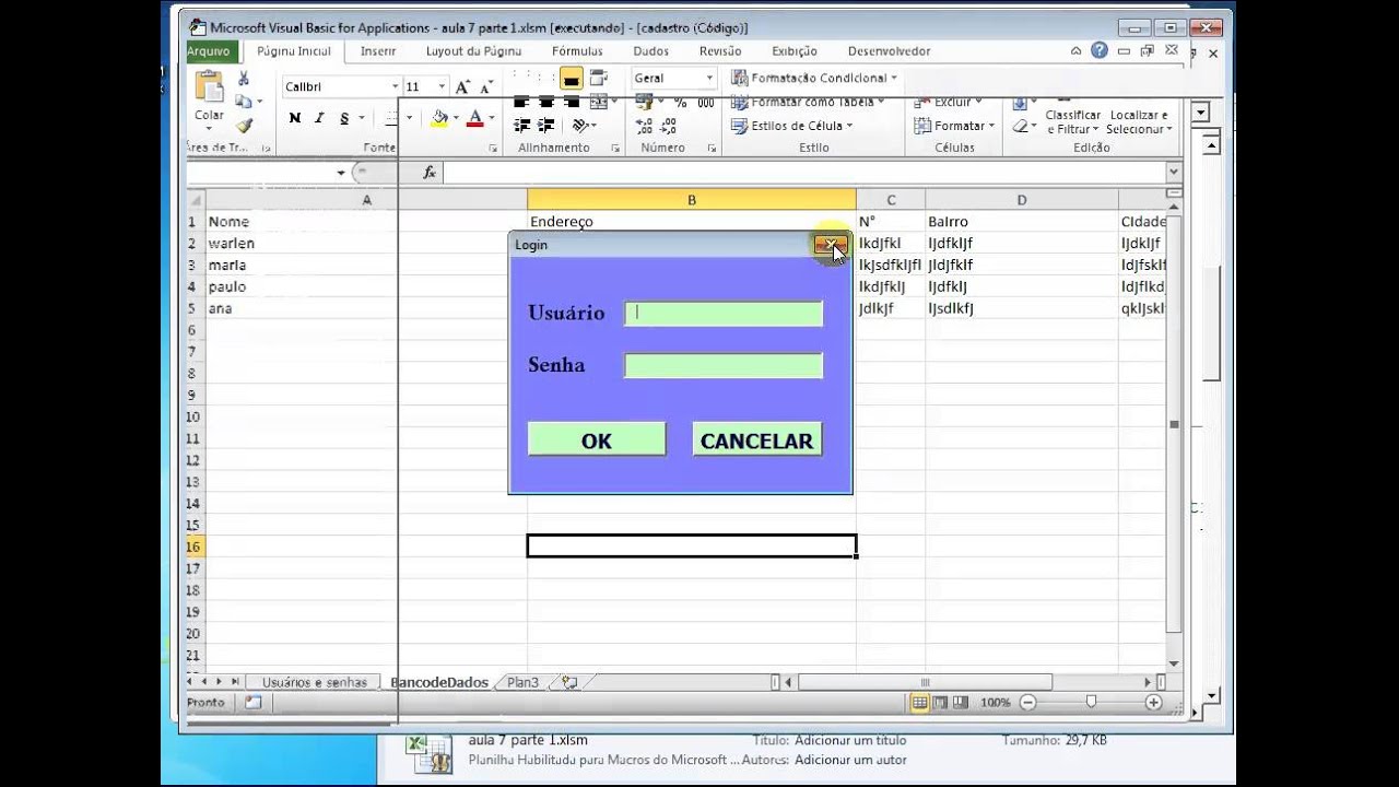 Excel Avançado - Criar um cadastro de clientes - aula 7 - parte 3 de 3