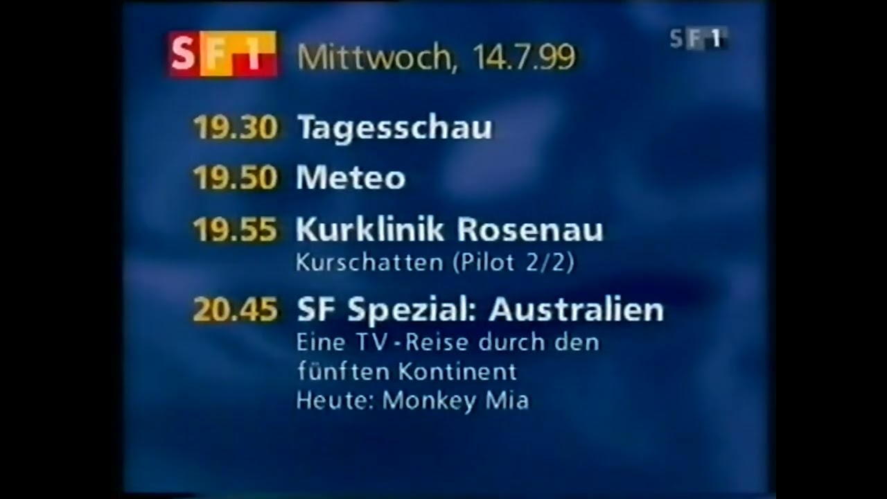 SF DRS Programmvorschau mit Nickelodeon Programm vom 14. Juli 1999