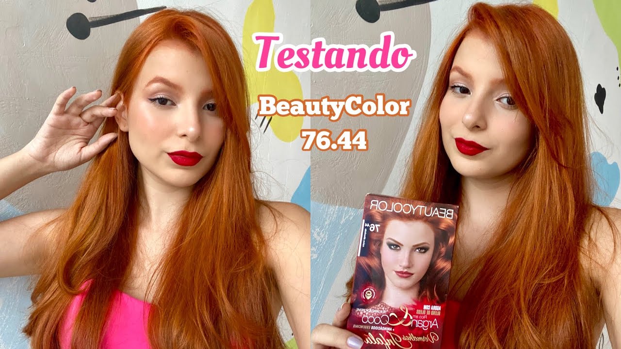 PINTEI O CABELO COM A TINTA BEAUTYCOLOR 76.44 | RUIVA LARANJINHA
