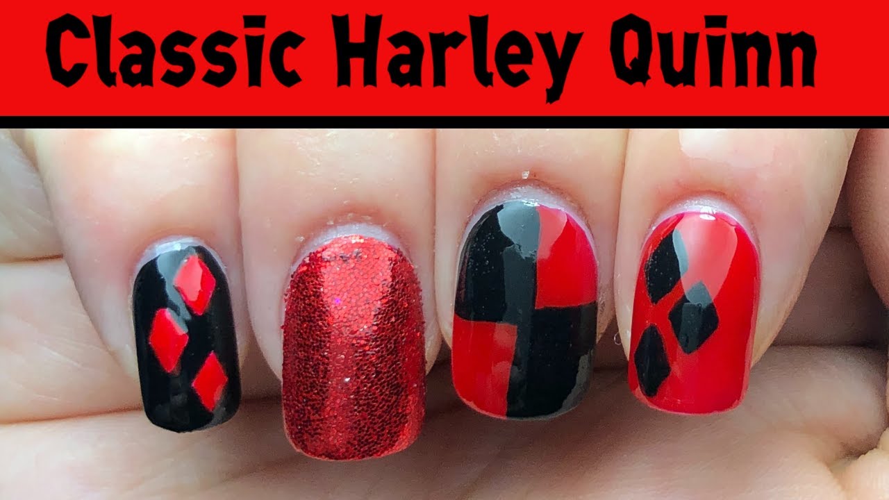 Classic Harley Quinn Nails