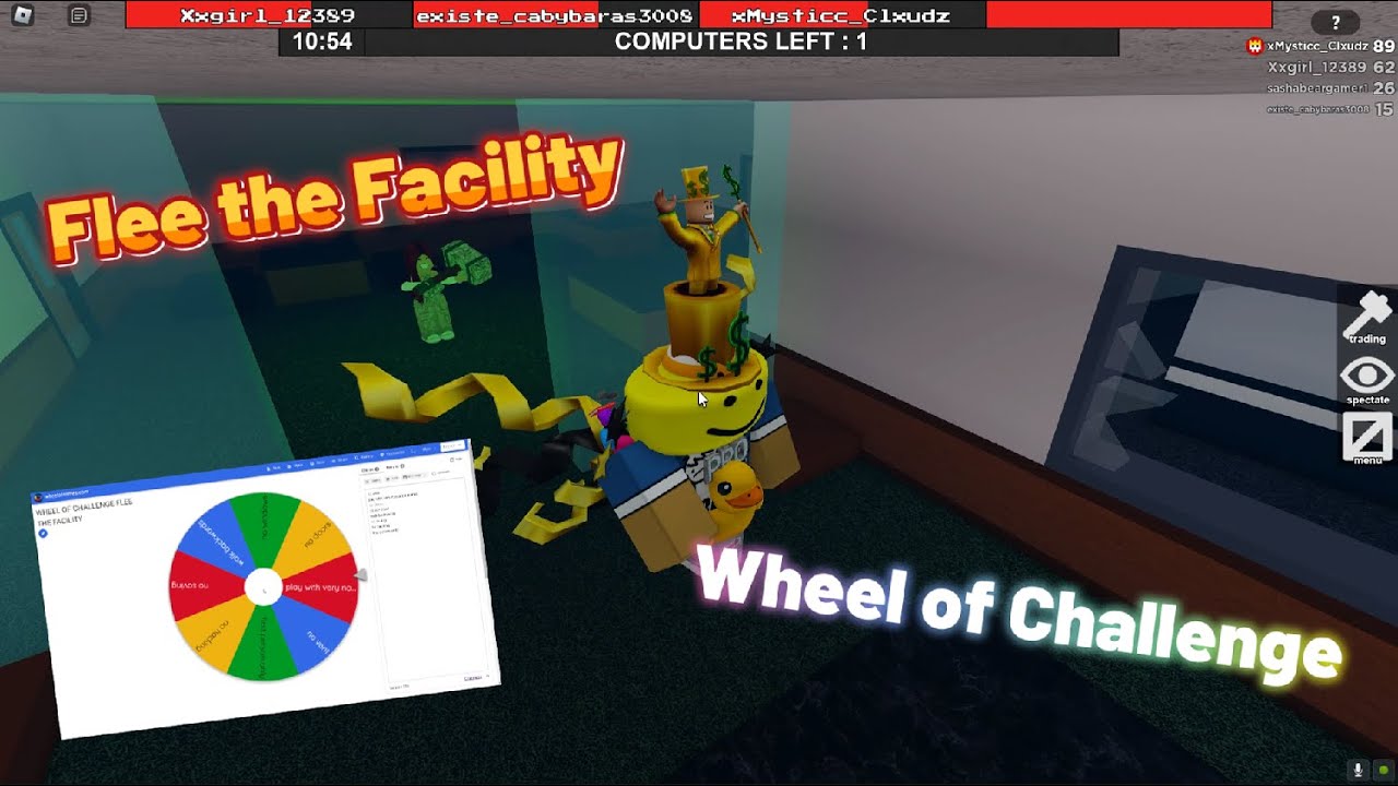 WHEEL OF CHALLENGE FLEE THE FACILITY ROBLOX