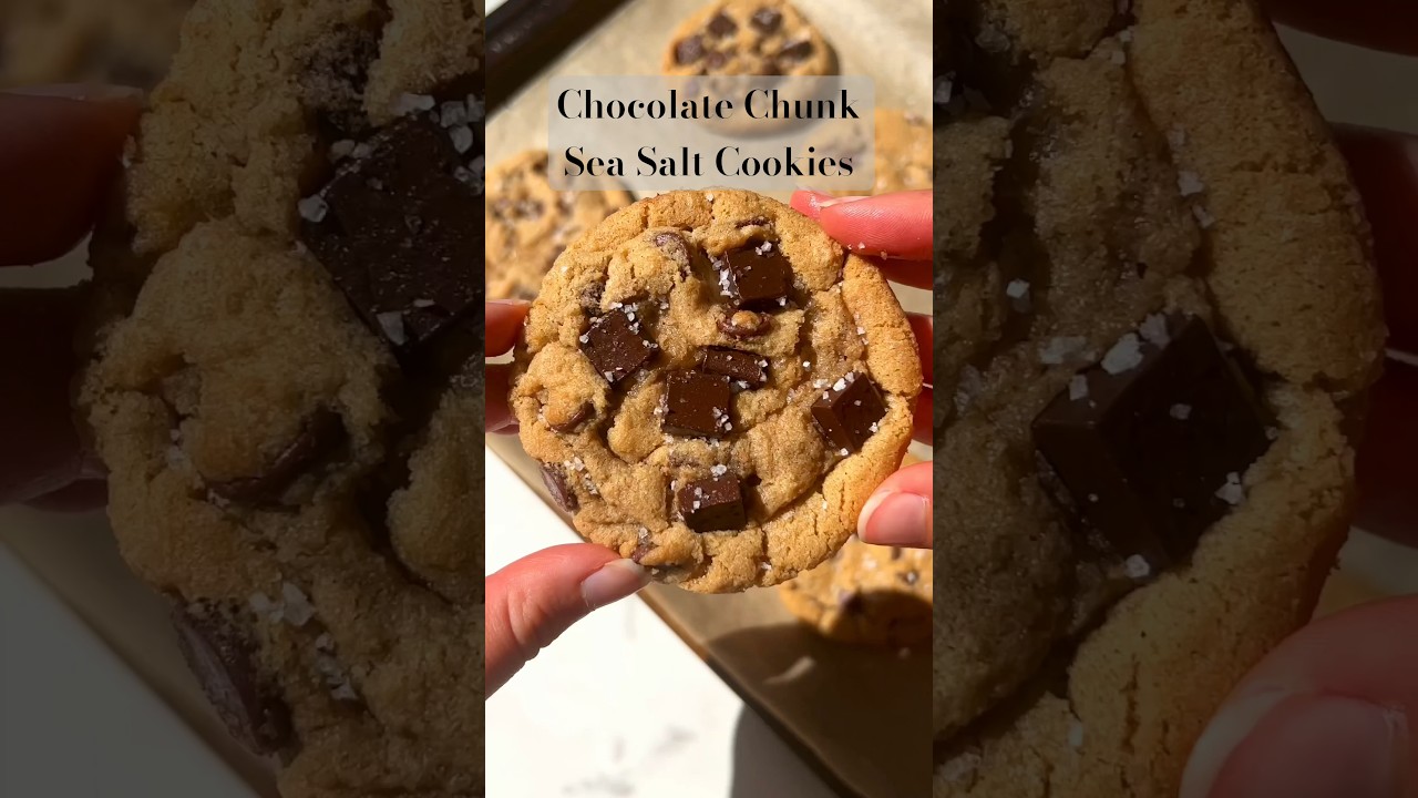 Chocolate Chunk Sea Salt Cookies #glutenfree #baking #desserts #dessertrecipe #chocolates  #cookies