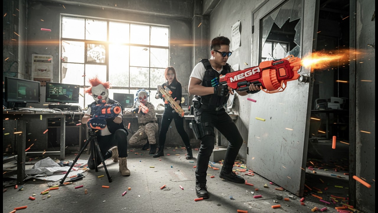 LTT Nerf Mod : SWAT TEAM Mission Unleashes Nerf Blasters Against The Nightfall Syndicate Crime