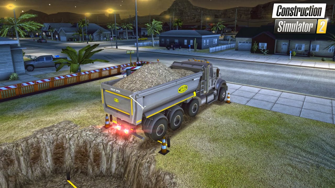 Construction Simulator 2 Damperli Kamyon ile Çukur Kapatmak İçin İnşaat Alanına Toprak Taşıyoruz