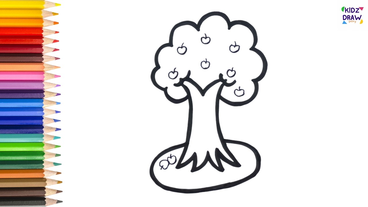 Easy Apple Tree Drawing | Step by Step Tree Drawing Tutorial