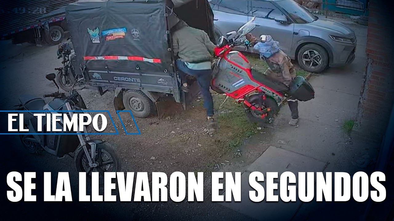 Todo quedó en video: Tres hombres roban moto eléctrica y huyen en motocarro | EL TIEMPO
