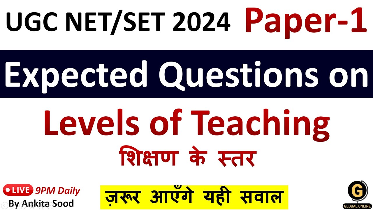 Levels of Teaching Most Expected MCQs for UGC NET Paper 1 | Memory, Understanding & Reflective Level