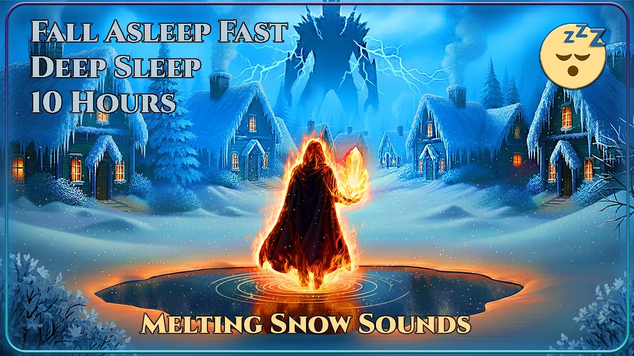 👉 Cozy Fire in the Frost ❄️🔥 Melting Snow Sounds – Fall Asleep Fast Deep Sleep (10 Hours)