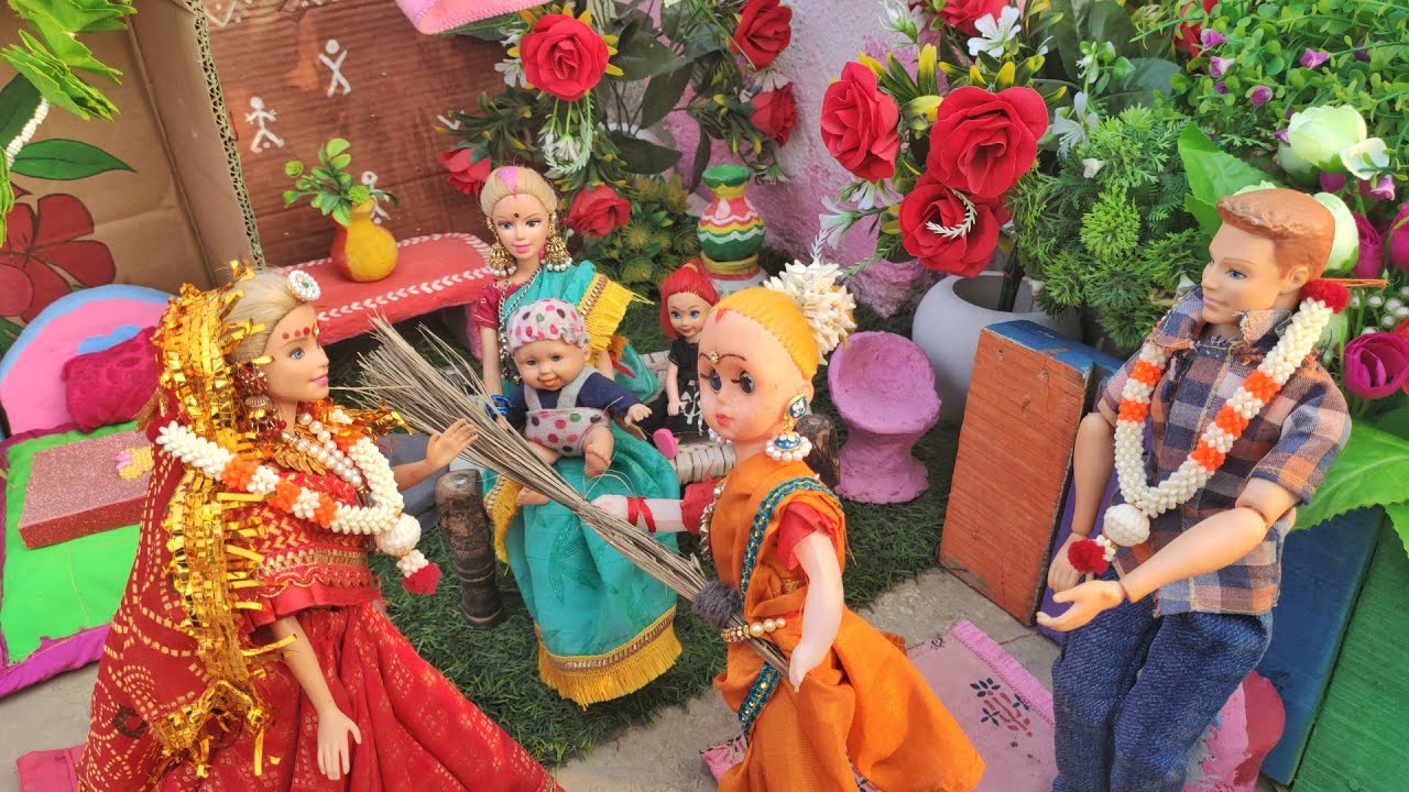 Barbie Doll All Day Routine In Indian Village/Radha Ki Kahani Part -181/Barbie Doll Bedtime Story||