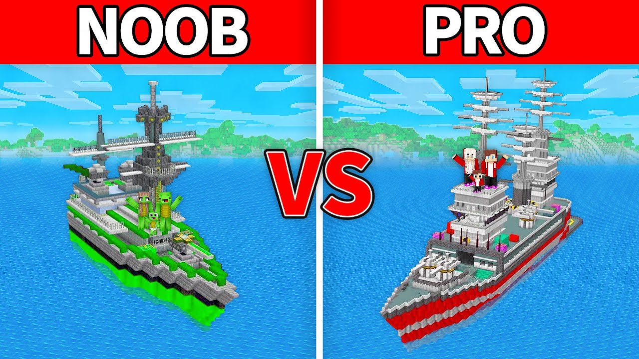 Mikey Family & JJ Family - NOOB vs PRO : Ship House Build Challenge in Minecraft (Maizen)