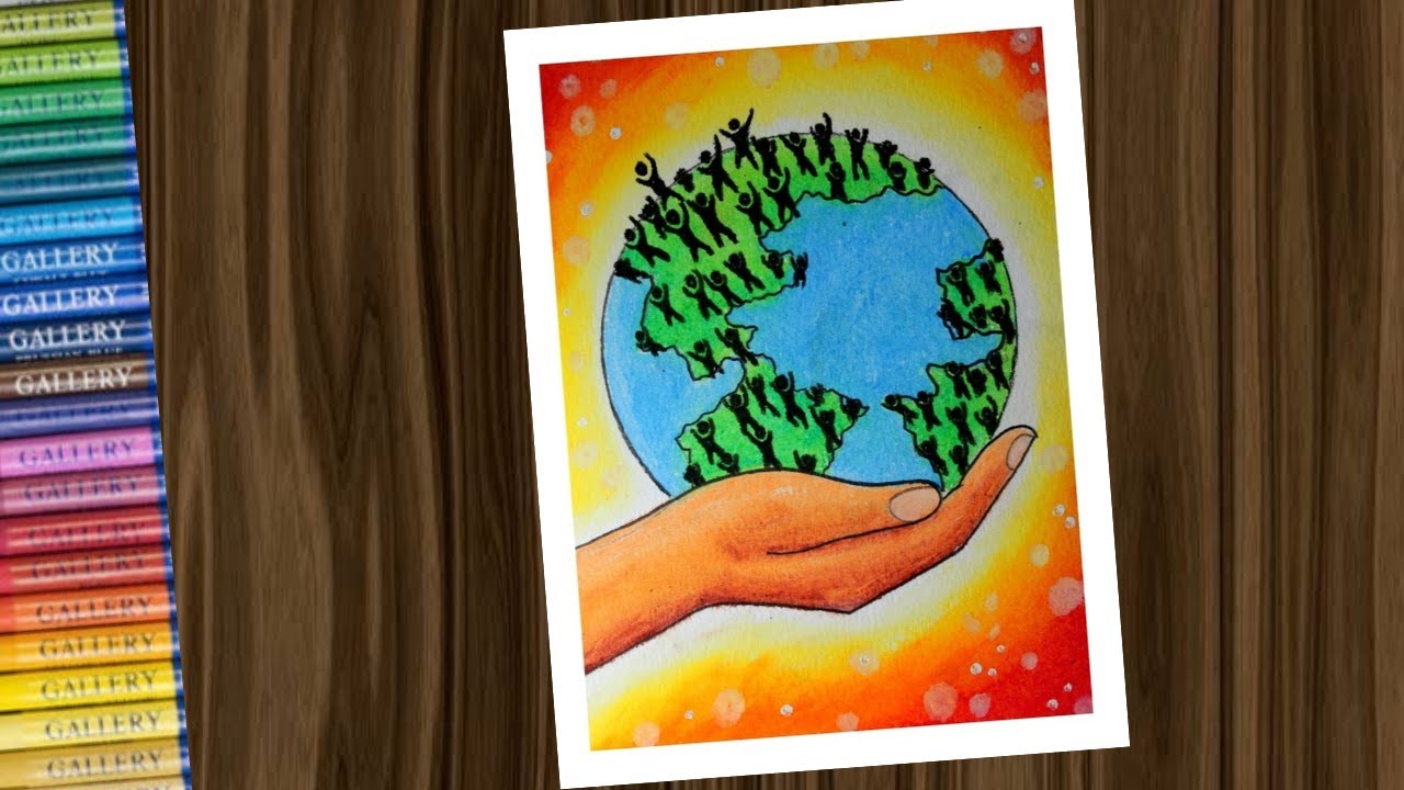 World Population day drawing poster / World population day drawing for competition step by step