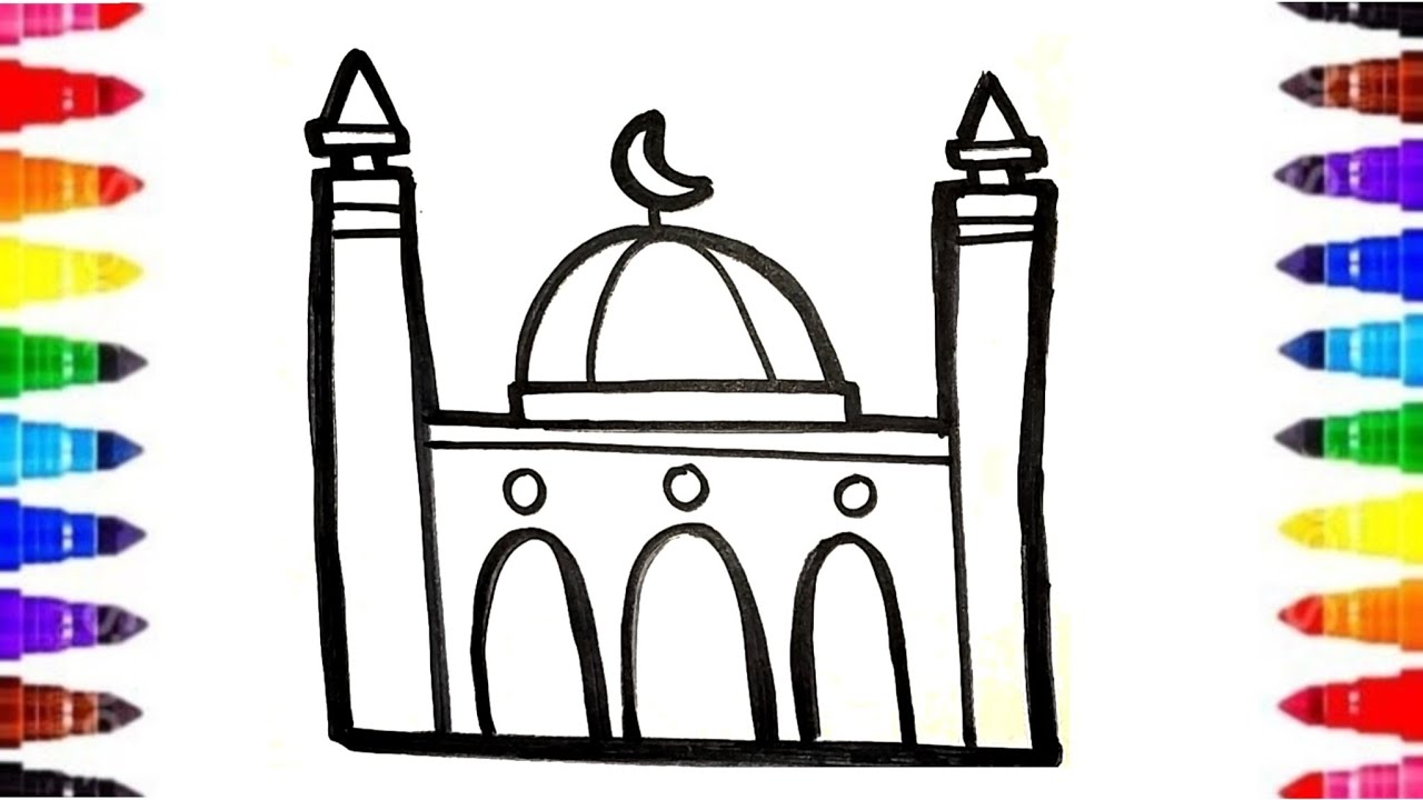 Мечеть 🕌 Простые пошаговые уроки рисования, раскрашивания и раскрашивания для детей дошкольного в...