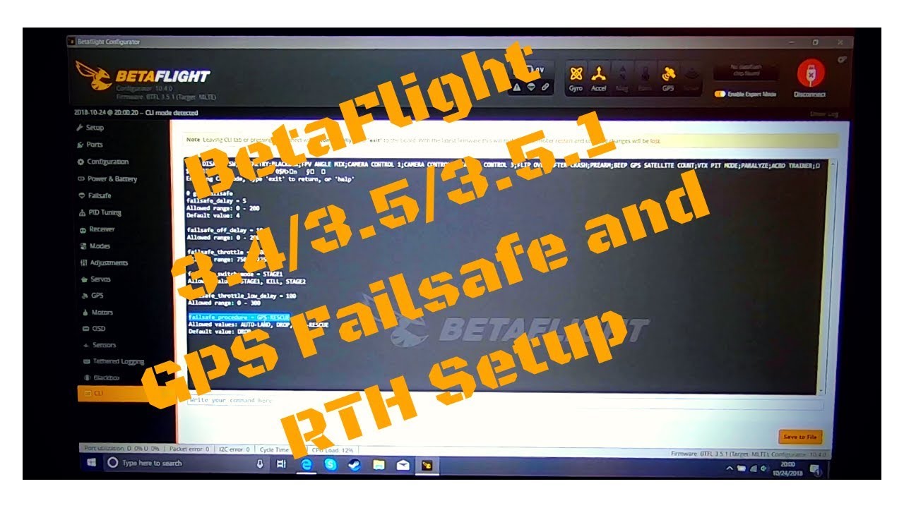 BetaFlight 3.4/3.5/3.5.1 GPS Failsafe and RTH Setup