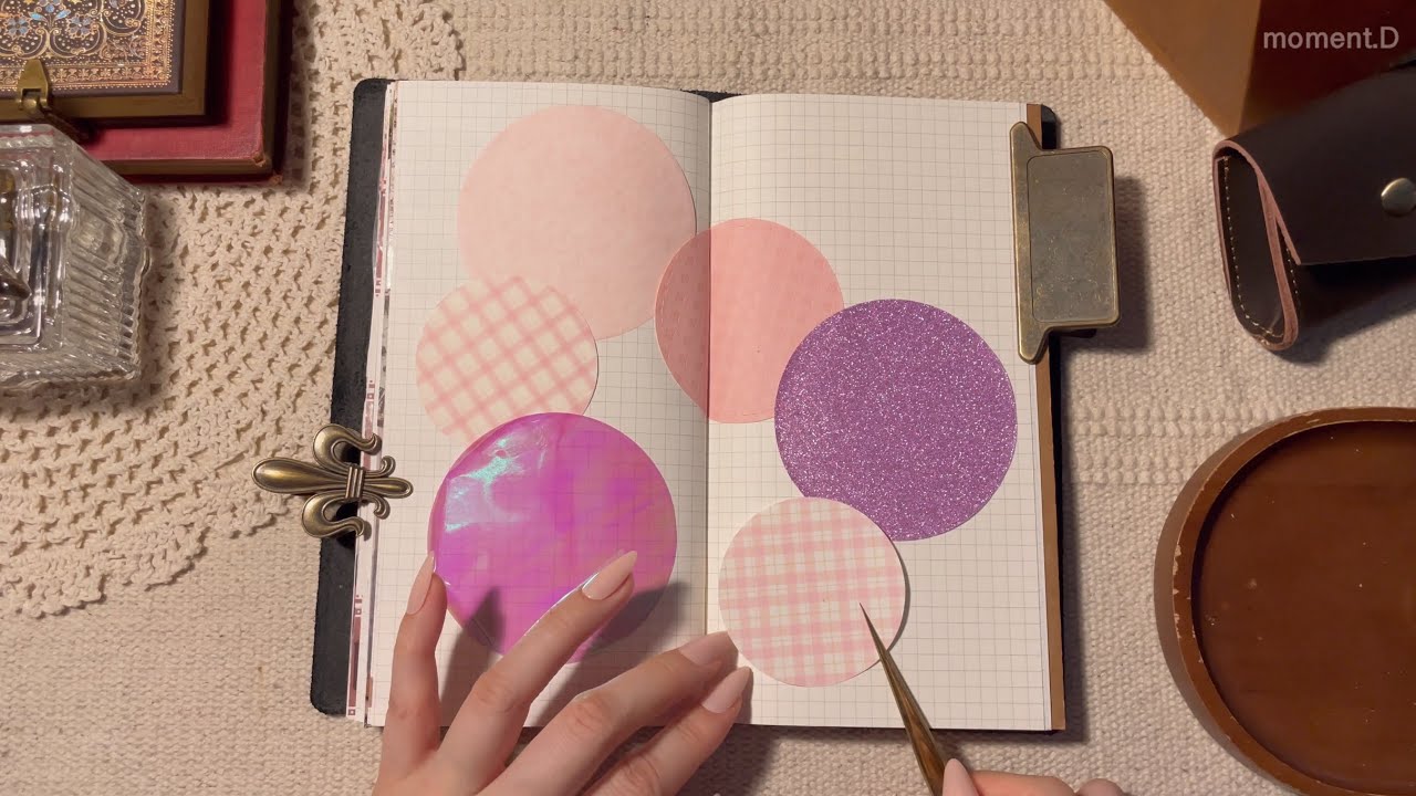 ASMR 🩷💜핑크 보라가 톡톡 튀는 다이어리 꾸미기 Aesthetic Art Journaling #scrapbooking #papertherapy #コラージュ #collage 다꾸