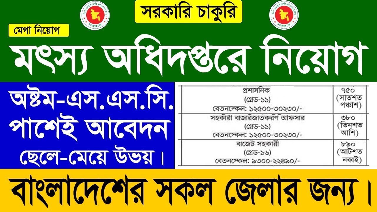 মৎস্য অধিদপ্তরে বিশাল নিয়োগ বিজ্ঞপ্তি ২০২৫ | (DOF) Job Circular 2026 | সরকারি চাকুরি ২০২৬। Job