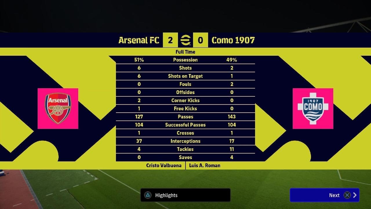 PCL| Arsenal FC v Como 1907