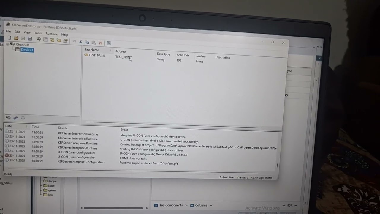 Rockwell hmi print using kepserver 