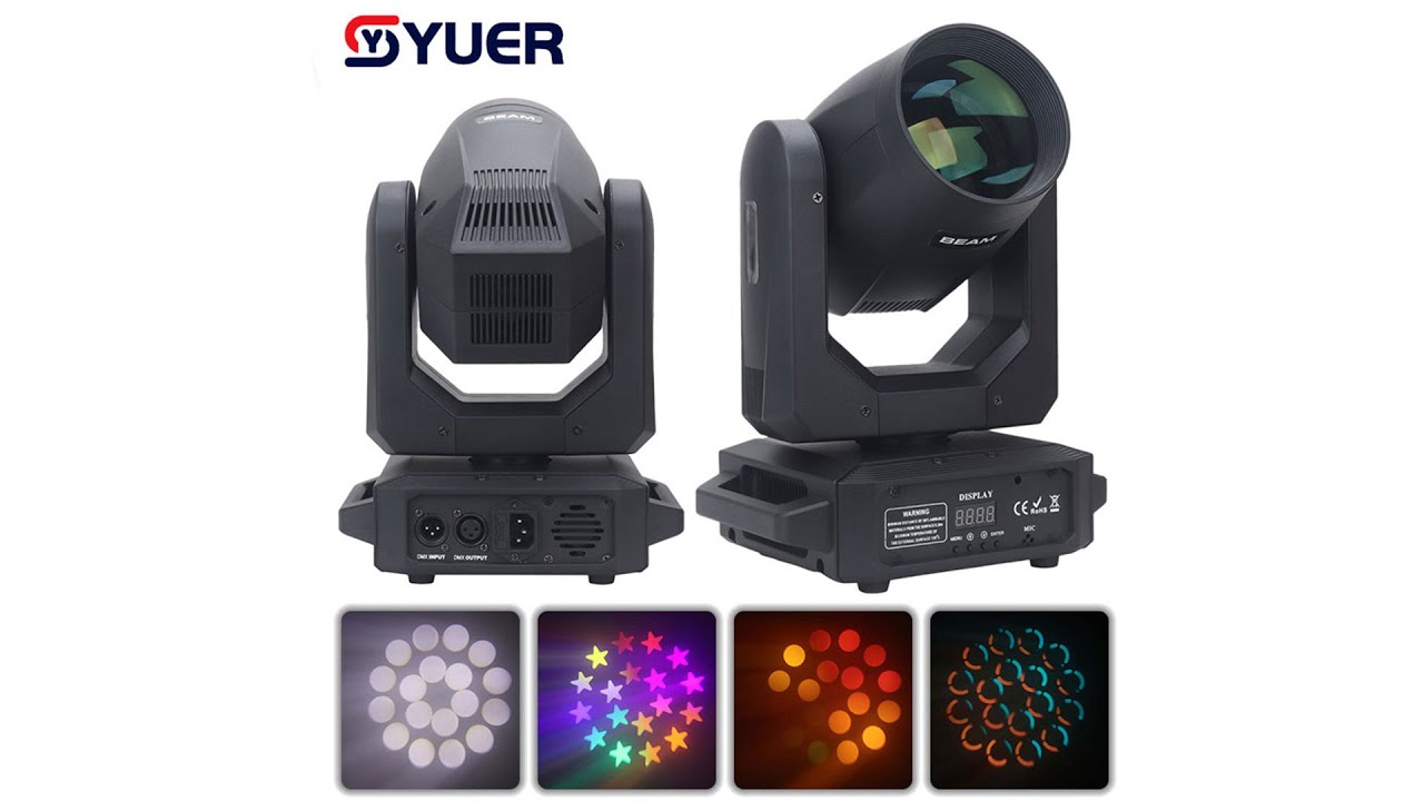 YUER&trade;️ LED Moving Head Light 200W Beam+Spot+18 Rotating Prisms+Rainbow Effect