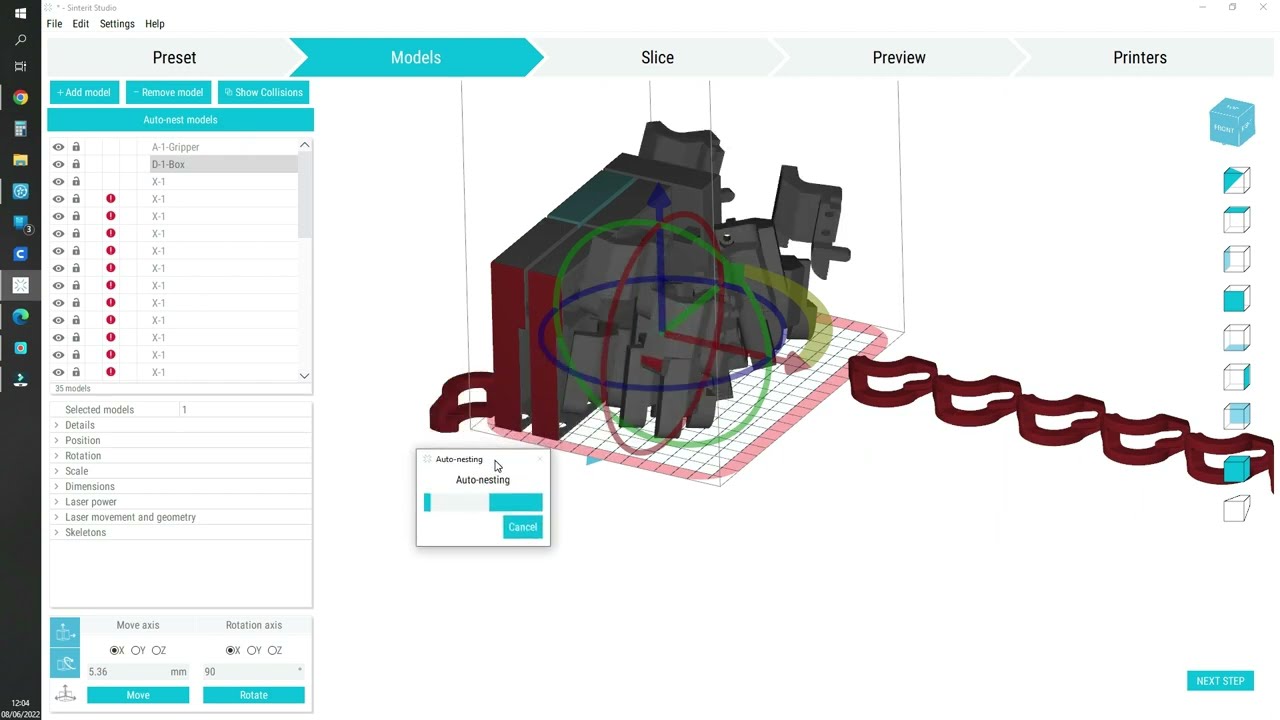 Demo software di slicing Sinterit Studio per stampanti 3D SLS