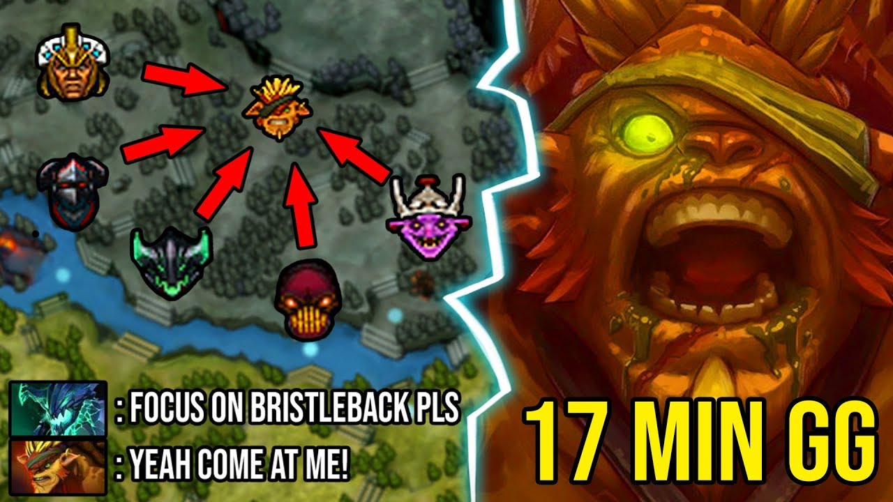 HOW TO BACK DOOR 9K BRISTLEBACK - 17Min GG Unkillable Even 5 Men Gank Can't Control Him DotA 2