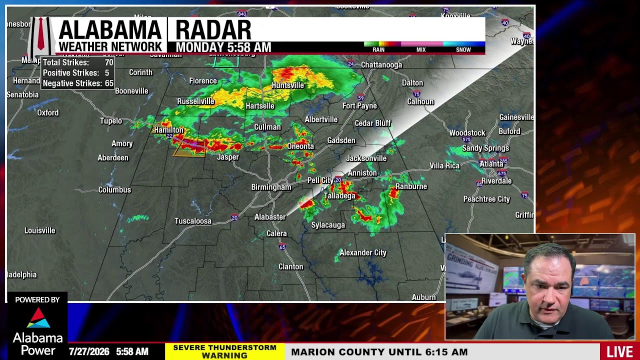 Прямая трансляция Alabama Weather Network: освещение шторма