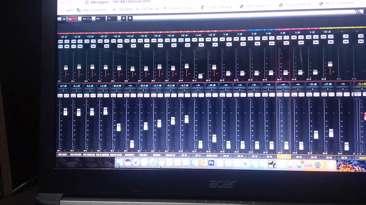 Habilitando vias auxiliares para musico na Ui24r.