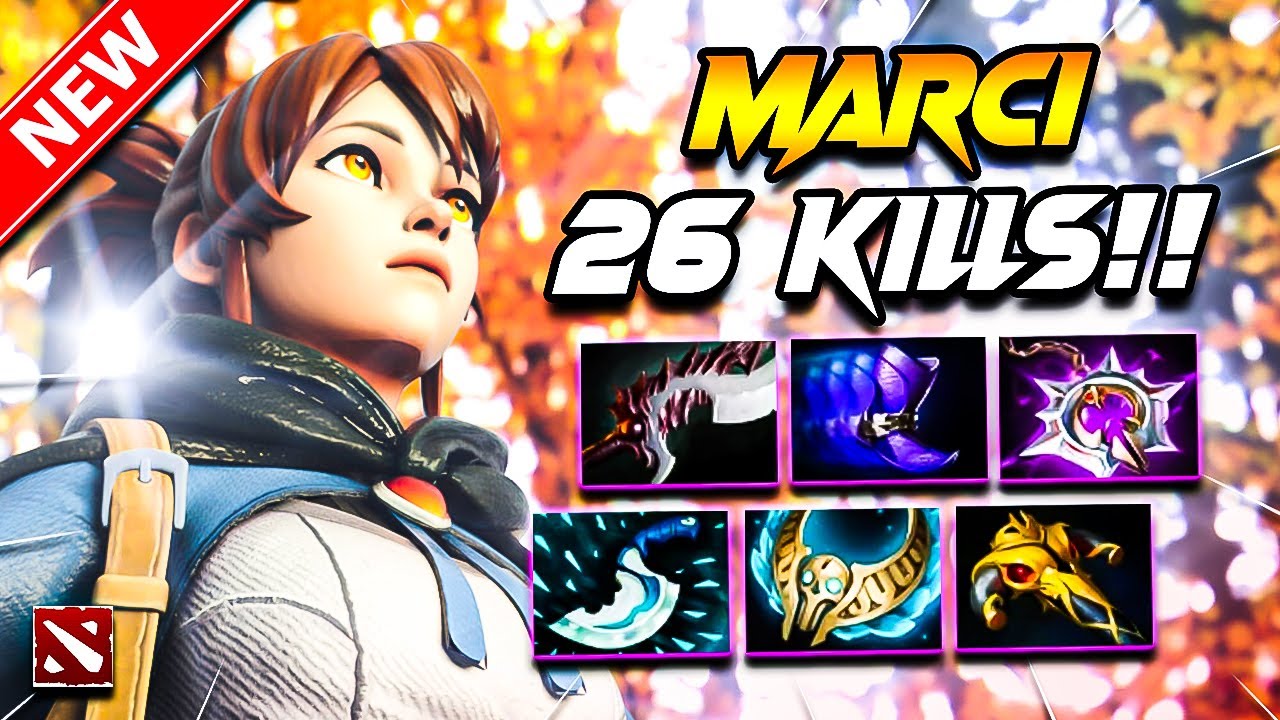Dota 2 MARCI Gameplay | 26 Kill!! MARCI DOTA 2 Gameplay | Marci Carry Build Pro Gameplay Guide 7.39