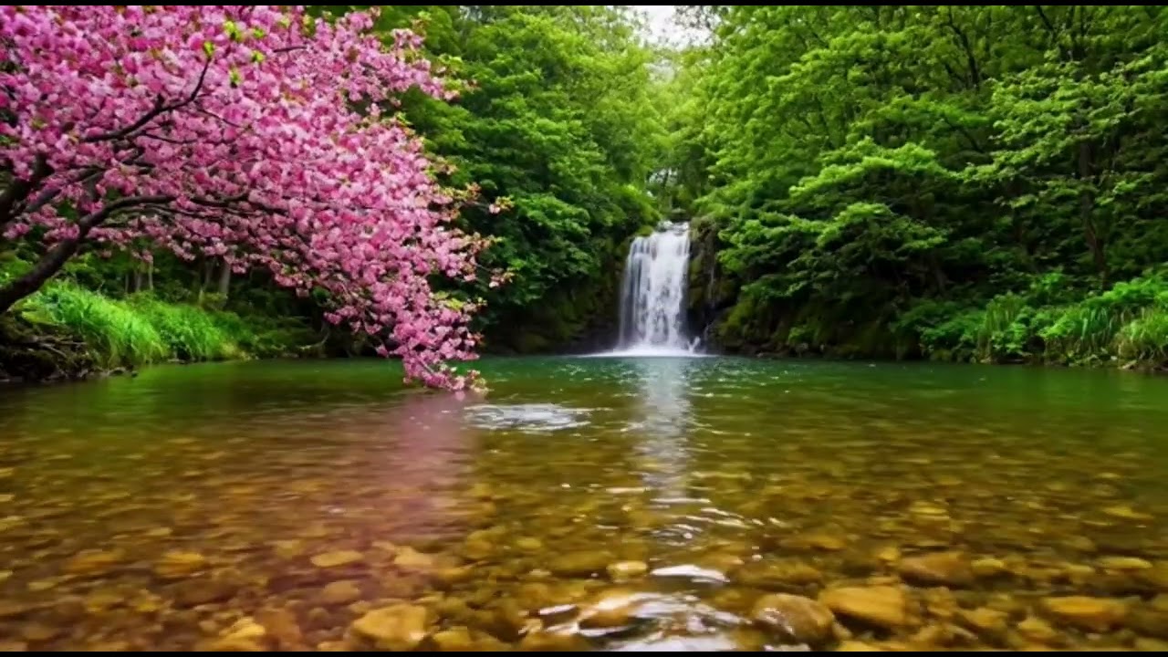 Relaxing Piano With Natural Waterfall #relax #relaxing #relaxingmusic #water #waterfall #life #like