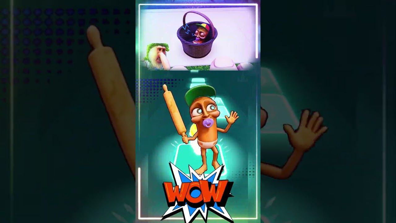 Baby TUNG TUNG SAHUR vs Grumpy Broccoli! 🌭😂 Tiles Hop Neon Battle! 🎵