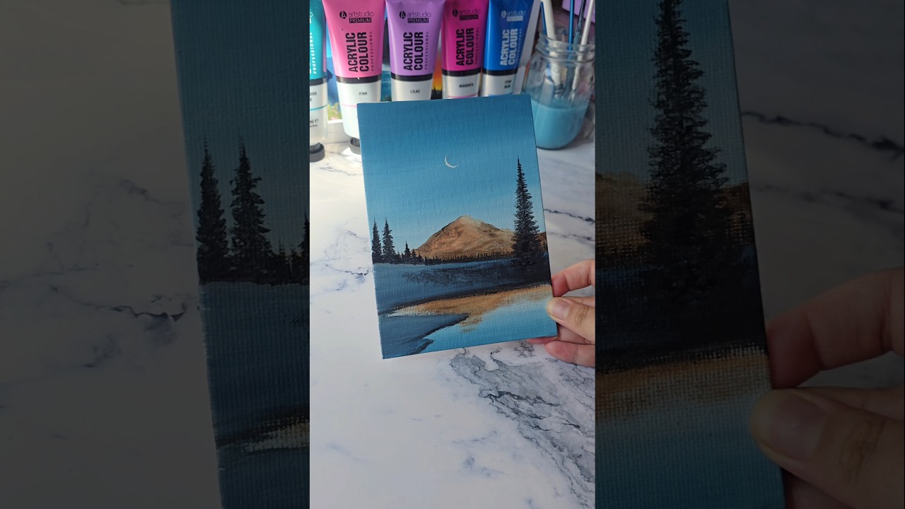Mountain scenery painting ✨️   #artshorts #art #paintingideas #landscapepainting #acrylicscenery