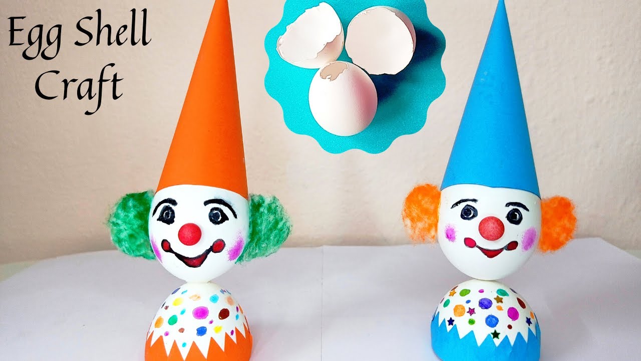 Joker with Egg shell - Egg shell craft ideas | Egg shell craft | Craft with egg shell