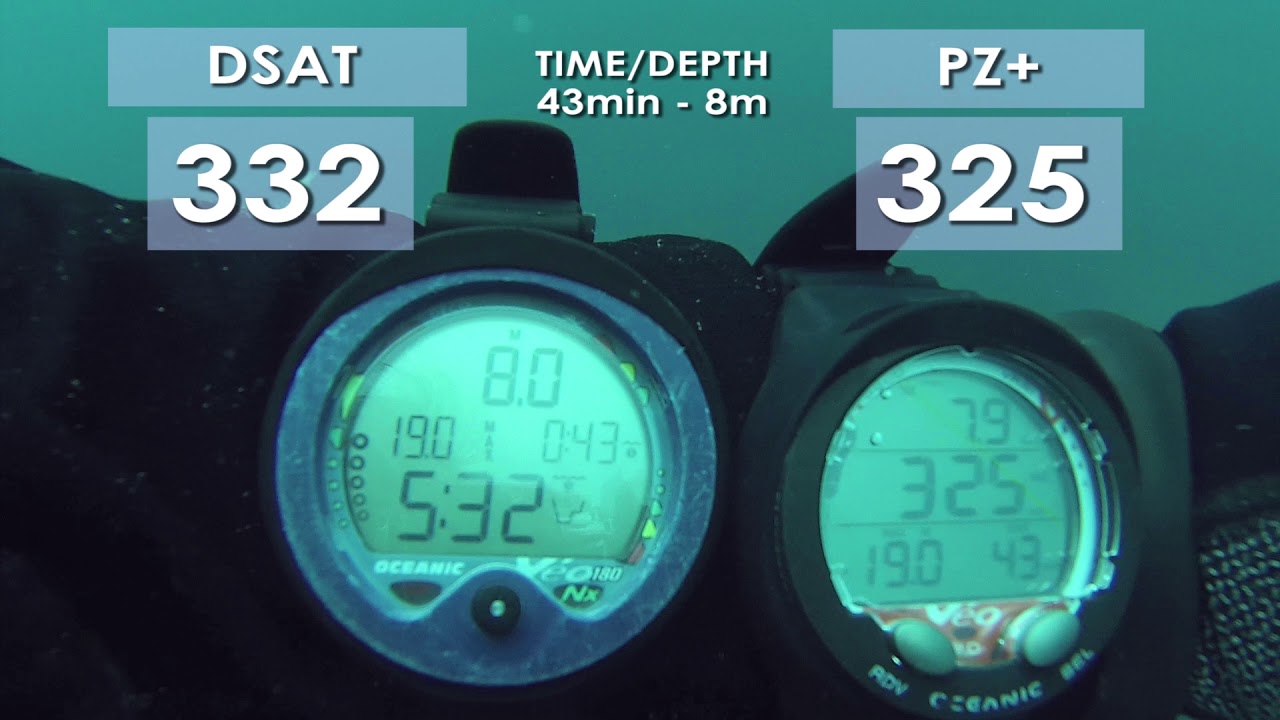 Scuba diving algorithms DSAT vs PZ+ Which is better. Oceanic Veo computer comparison over 2 dives