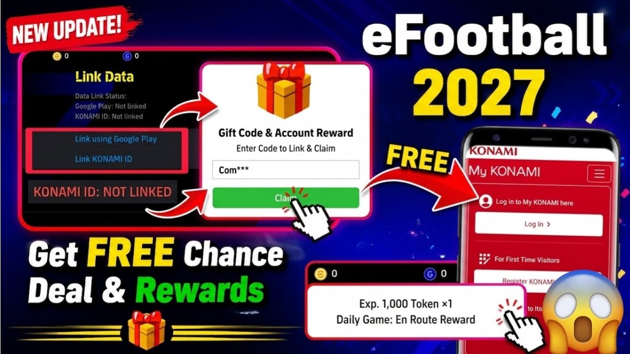 How to Link eFootball Account & Save Data (2026) | How to Redeem eFootball 2027 Gift Code 🎁