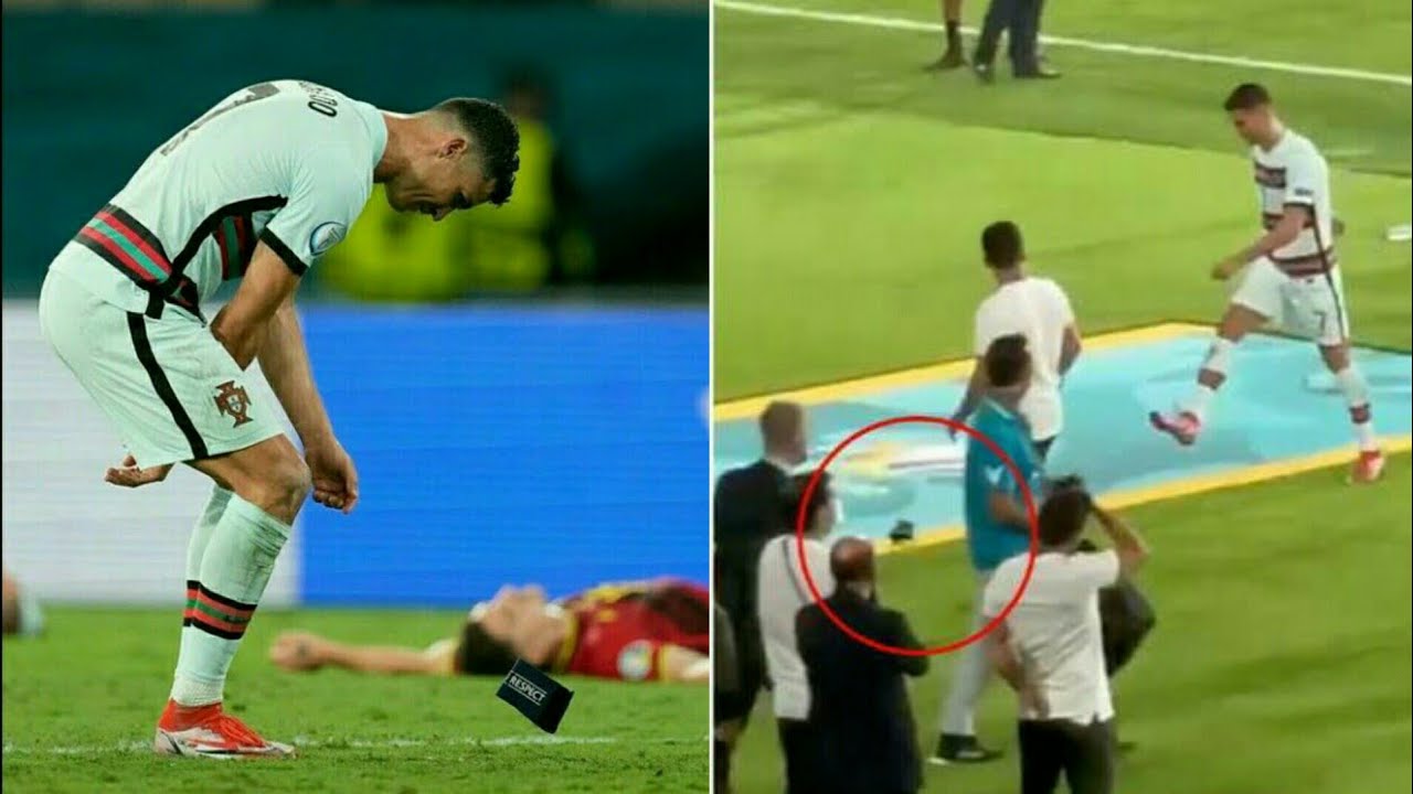 Cristiano Ronaldo&nbsp;throws and kicks his Portugal captain armband