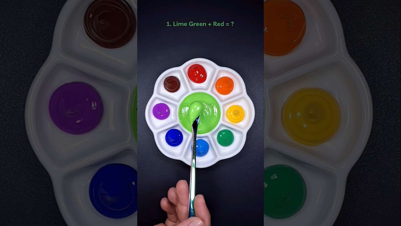 🌈 Mix Lime Green VS Rainbow Color #colormixing #satisfying #rainbowcolor #mixlimegreen