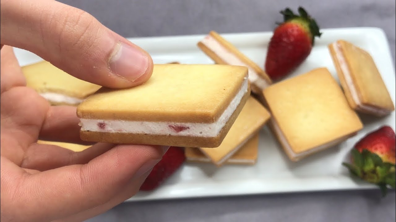 🍓How to make STRAWBERRY sand COOKIES!! Asmr recipe!!
