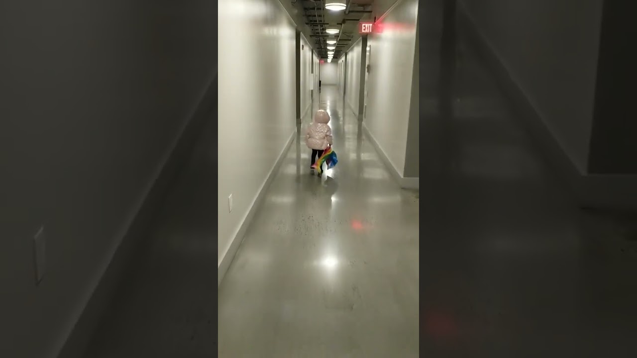 The little girl running. 