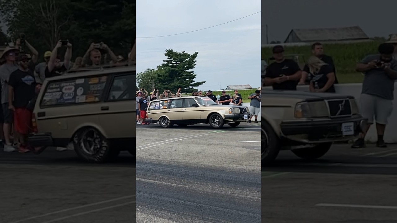 Insane Turbo Volvo Wagon No Prep Drag Racing @ National Trail Raceway!! Chevy Nove vs Volvo Wagon!!