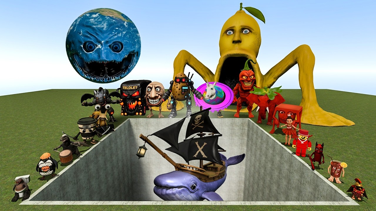 AI Brainrot Memes vs Capitano Moby Bosses in Giant Pit &ndash; Gmod Chaos