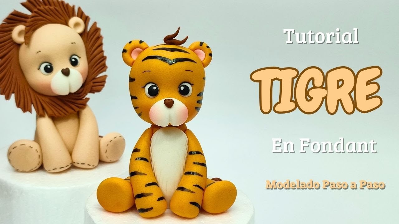 Cómo HACER un TIGRE de FONDANT// TIGER fondant Cake Topper // Figuras de Fondant //