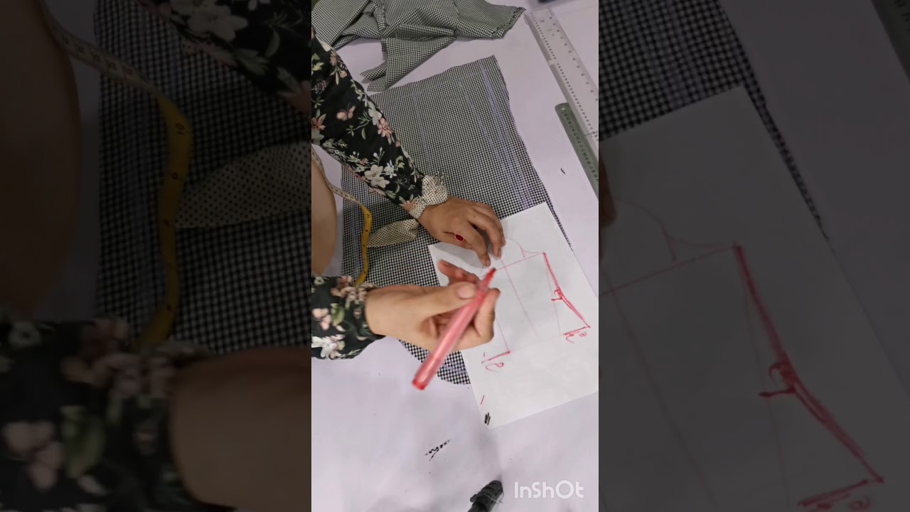 قص قماش فستان بسفره وكشكشه