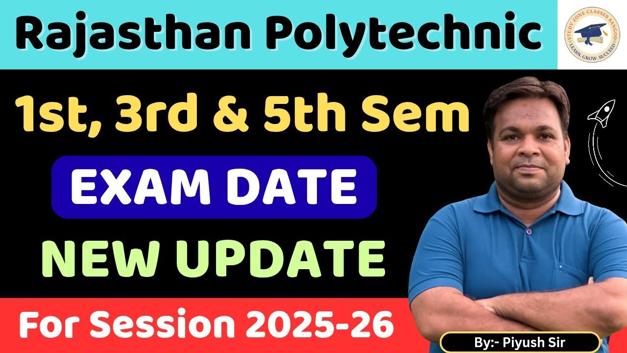 Rajasthan Polytechnic 1st, 3rd & 5th Semester Exam Date New Update