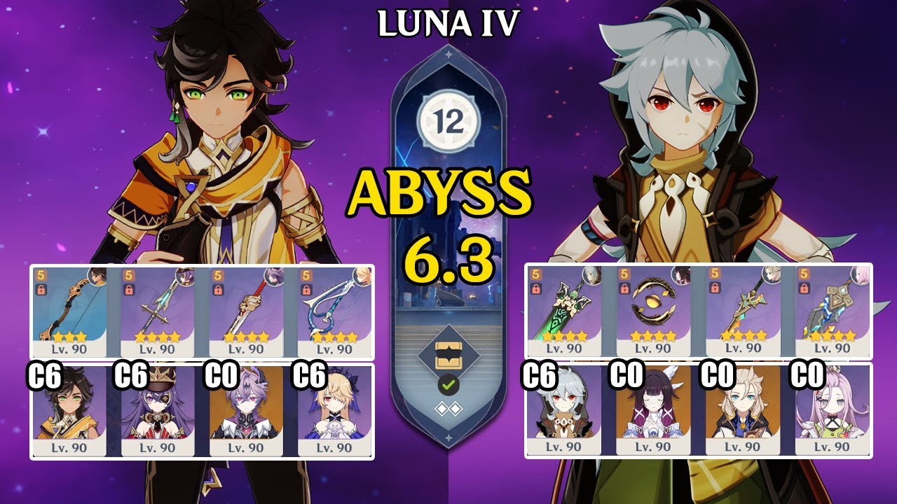 【Genshin Impact Бездна 6.3】C6 Сетос Перегрузка & C6 Рэйзор Columbina Lunar DMG｜原神 Spiral Abyss